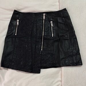 Topshop Black Leather Mini Skirt